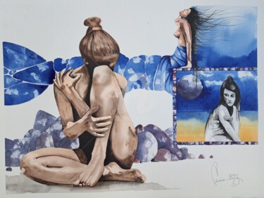 Картина под названием "Inspiration" - Jean-Christophe Labrue, Подлинное произведение искусства, Акварель