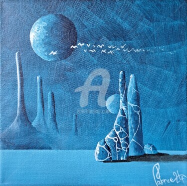 Schilderij getiteld "Small blue 2" door Jean-Christophe Labrue, Origineel Kunstwerk, Acryl