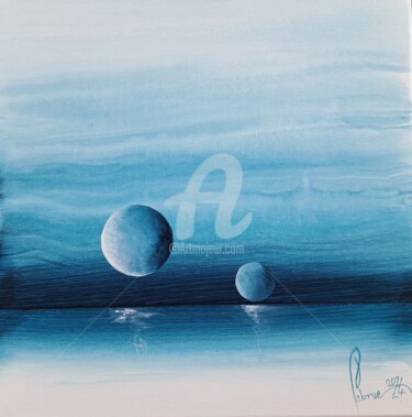 Painting titled "Ondes bleus" by Jean-Christophe Labrue, Original Artwork, Acrylic