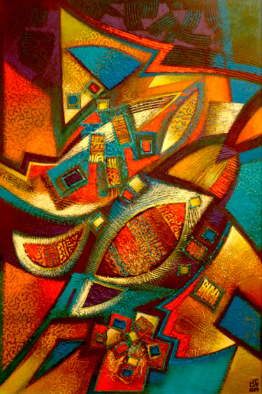 Painting titled "composition 154" by Jean-Christophe Latger, Original Artwork, Acrylic