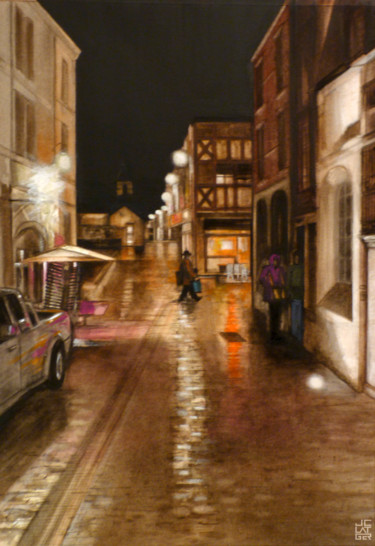 Peinture intitulée "Un soir à Orléans" par Jean-Christophe Latger, Œuvre d'art originale, Aquarelle