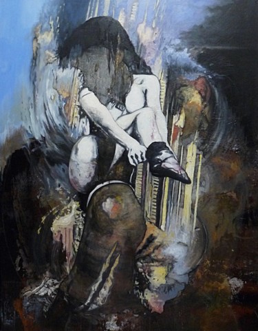 Peinture intitulée "La Muse et l'Atelier" par Jean-Christophe Molinéris, Œuvre d'art originale, Huile