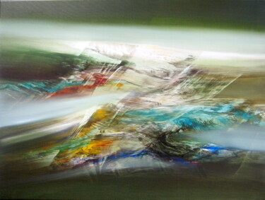 Painting titled "EROSION TERRESTRE" by Jean Claude Barthel, Original Artwork, Oil Mounted on Wood Stretcher frame