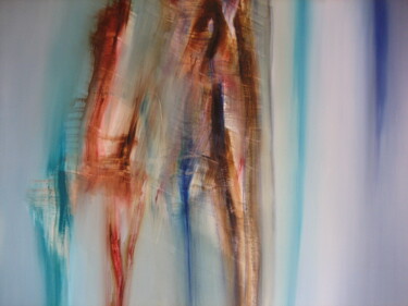 Painting titled "TRACES" by Jean Claude Barthel, Original Artwork, Oil Mounted on Wood Stretcher frame