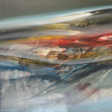 Painting titled "VOILE TERRESTRE" by Jean Claude Barthel, Original Artwork, Oil Mounted on Wood Stretcher frame