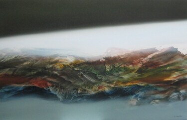 Painting titled "TIBET" by Jean Claude Barthel, Original Artwork, Oil Mounted on Wood Stretcher frame