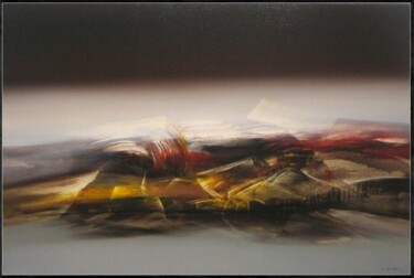 Painting titled "MAGMA" by Jean Claude Barthel, Original Artwork, Oil Mounted on Wood Stretcher frame