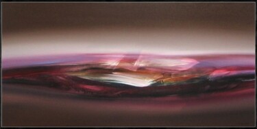 Painting titled "CREPUSCULE SOLAIRE" by Jean Claude Barthel, Original Artwork, Oil Mounted on Wood Stretcher frame