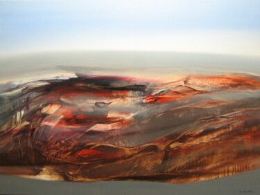 Painting titled "MAGMA II" by Jean Claude Barthel, Original Artwork, Oil Mounted on Wood Stretcher frame