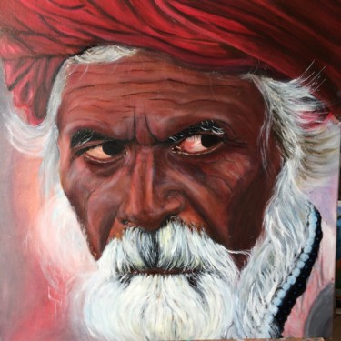 Schilderij getiteld "Portrait d'hindou" door Jean-Claude Beaumesnil, Origineel Kunstwerk