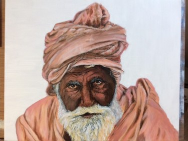 Peinture intitulée "Sadhu au regard pro…" par Jean-Claude Beaumesnil, Œuvre d'art originale, Acrylique