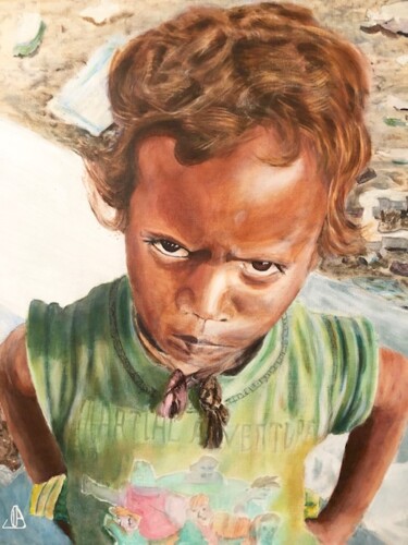 Peinture intitulée "Petit garçon au tra…" par Jean-Claude Beaumesnil, Œuvre d'art originale, Acrylique