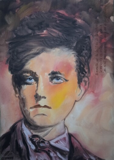 Painting titled "Arthur Rimbaud" by Jean-Claude Bemben, Original Artwork, Oil Mounted on Wood Stretcher frame