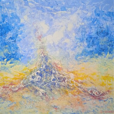 Painting titled "Ascension astrale" by Jean-Claude Bemben, Original Artwork, Oil Mounted on Wood Stretcher frame