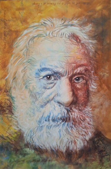 Painting titled "Portrait de Victor…" by Jean-Claude Bemben, Original Artwork, Oil Mounted on Wood Stretcher frame