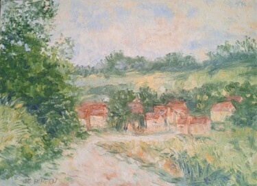 Peinture intitulée "Les toits" par Jean-Claude Bemben, Œuvre d'art originale, Huile Monté sur Châssis en bois