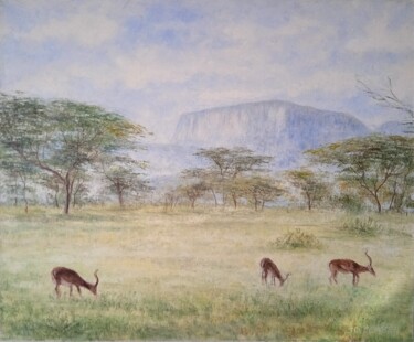Peinture intitulée "Réserve de Masaï Ma…" par Jean-Claude Bemben, Œuvre d'art originale, Huile Monté sur Châssis en bois
