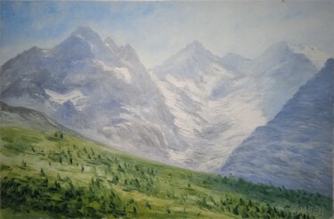 Peinture intitulée "Glacier dans l'Oisa…" par Jean-Claude Bemben, Œuvre d'art originale, Huile Monté sur Châssis en bois