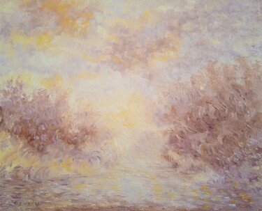 Painting titled "Paysage onirique" by Jean-Claude Bemben, Original Artwork, Oil Mounted on Wood Stretcher frame