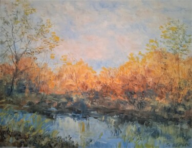 Painting titled "Lumière d'automne" by Jean-Claude Bemben, Original Artwork, Oil Mounted on Wood Stretcher frame