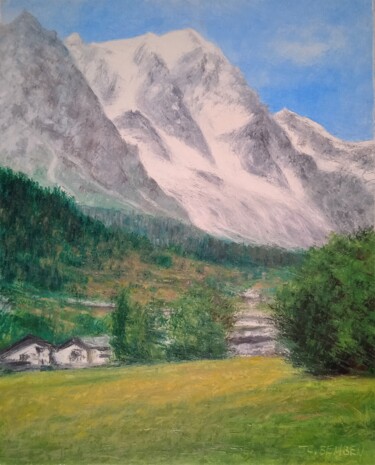 Painting titled "Les Alpes Italiennes" by Jean-Claude Bemben, Original Artwork, Oil Mounted on Wood Stretcher frame