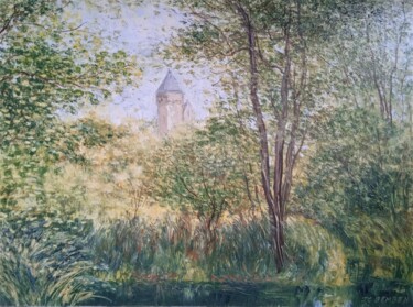 Peinture intitulée "Tourelle du chateau…" par Jean-Claude Bemben, Œuvre d'art originale, Huile Monté sur Châssis en bois