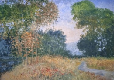 Peinture intitulée "Bord de ruisseau" par Jean-Claude Bemben, Œuvre d'art originale, Huile Monté sur Châssis en bois