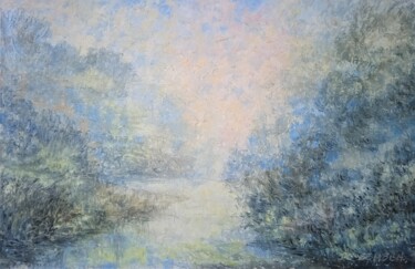 Painting titled "Matin brumeux" by Jean-Claude Bemben, Original Artwork, Oil Mounted on Wood Stretcher frame