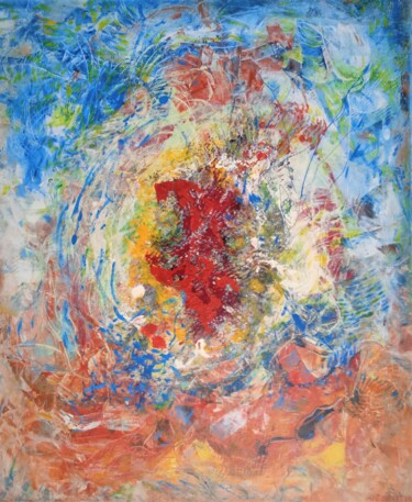 Картина под названием "Génèse" - Jean-Claude Bemben, Подлинное произведение искусства, Масло Установлен на Деревянная рама д…