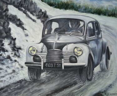 Pintura titulada "La  4 CV Renault" por Jean-Claude Bemben, Obra de arte original, Oleo Montado en Bastidor de camilla de ma…