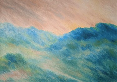 Peinture intitulée "Vallée au matin" par Jean-Claude Bemben, Œuvre d'art originale, Huile Monté sur Châssis en bois