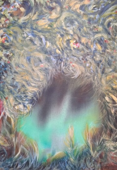 Painting titled "Vision aquatique" by Jean-Claude Bemben, Original Artwork, Oil Mounted on Wood Stretcher frame
