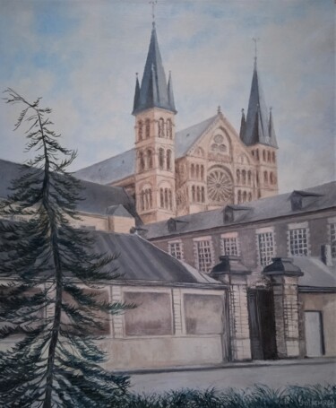 Pintura titulada "La basilique St Rém…" por Jean-Claude Bemben, Obra de arte original, Oleo Montado en Bastidor de camilla d…