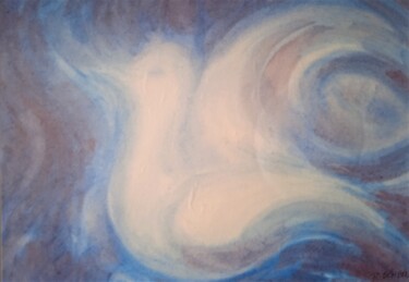 Pintura intitulada "La colombe" por Jean-Claude Bemben, Obras de arte originais, Aquarela Montado em Outro painel rígido