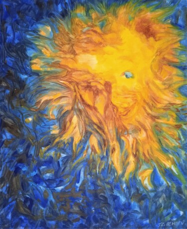 Peinture intitulée "Vitrail soleil" par Jean-Claude Bemben, Œuvre d'art originale, Huile Monté sur Châssis en bois