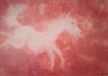 "Le cheval blanc" başlıklı Tablo Jean-Claude Bemben tarafından, Orijinal sanat, Suluboya