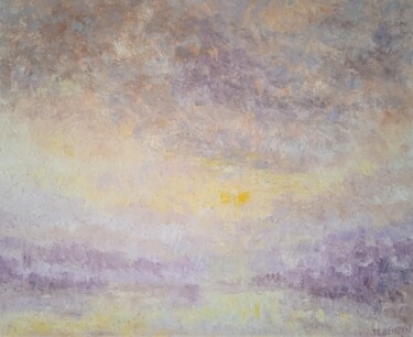 Painting titled "Brume persistante" by Jean-Claude Bemben, Original Artwork, Oil Mounted on Wood Stretcher frame