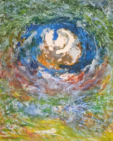 Peinture intitulée "Apparition cosmique" par Jean-Claude Bemben, Œuvre d'art originale, Huile Monté sur Châssis en bois