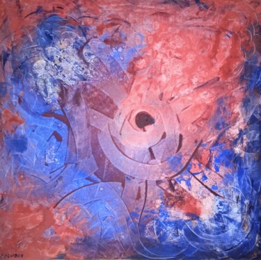 Painting titled "Labyrinthe cosmique" by Jean-Claude Bemben, Original Artwork, Oil Mounted on Wood Stretcher frame