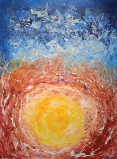 Painting titled "magma fusionnel" by Jean-Claude Bemben, Original Artwork, Oil