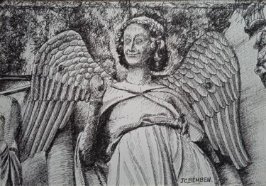 Dessin intitulée ""l'ange au sourire"…" par Jean-Claude Bemben, Œuvre d'art originale, Encre