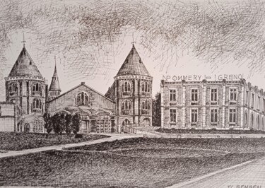 Drawing titled "Entrée du Chateau d…" by Jean-Claude Bemben, Original Artwork, Ink