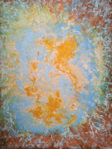 Peinture intitulée "Intuition bleutée" par Jean-Claude Bemben, Œuvre d'art originale, Huile Monté sur Châssis en bois