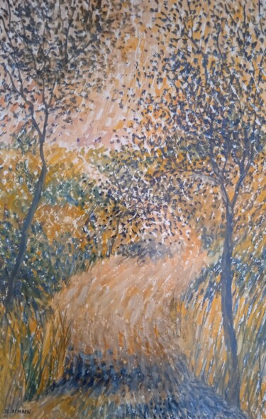 Dessin intitulée "Sentier de randonnée" par Jean-Claude Bemben, Œuvre d'art originale, Acrylique