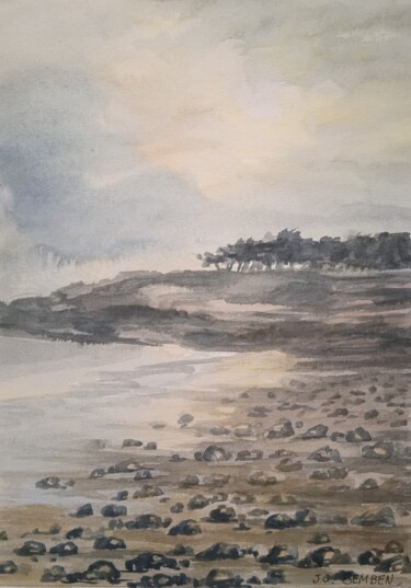 Malerei mit dem Titel "Plage Bretonne" von Jean-Claude Bemben, Original-Kunstwerk, Aquarell