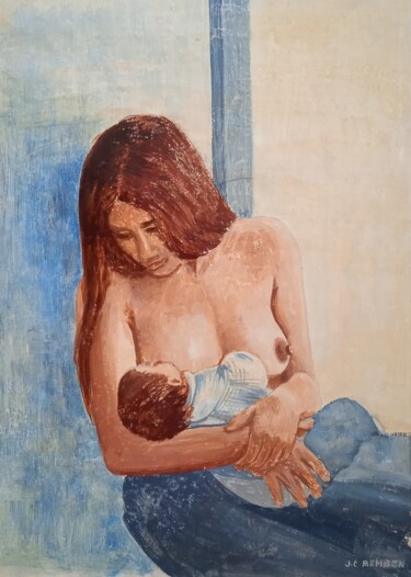 Painting titled "Maternité" by Jean-Claude Bemben, Original Artwork, Acrylic