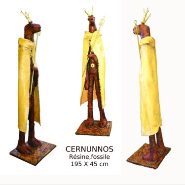 Sculpture titled "CERNNUNOS" by Jean Claude Causse, Original Artwork, Wood