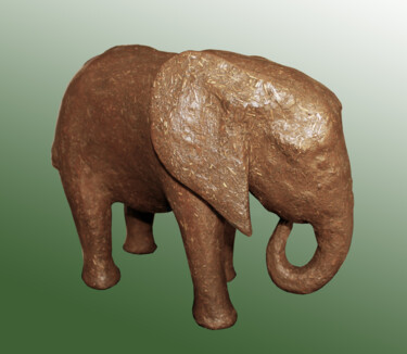 Scultura intitolato "elephanteau" da Jean Claude Causse, Opera d'arte originale, Argilla