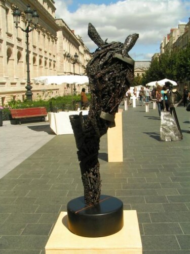 Sculptuur getiteld "Cheval" door Jean Claude Causse, Origineel Kunstwerk, Metalen