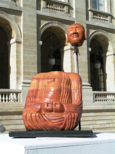 Scultura intitolato "Le Thibétain inconn…" da Jean Claude Causse, Opera d'arte originale, Pietra